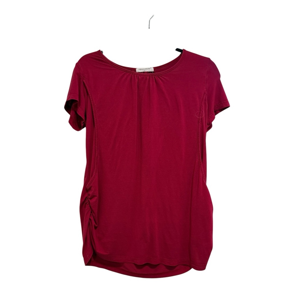 Smallshow Maternity & Nursing Short Sleeve Breastfeeding Top in Wine Red